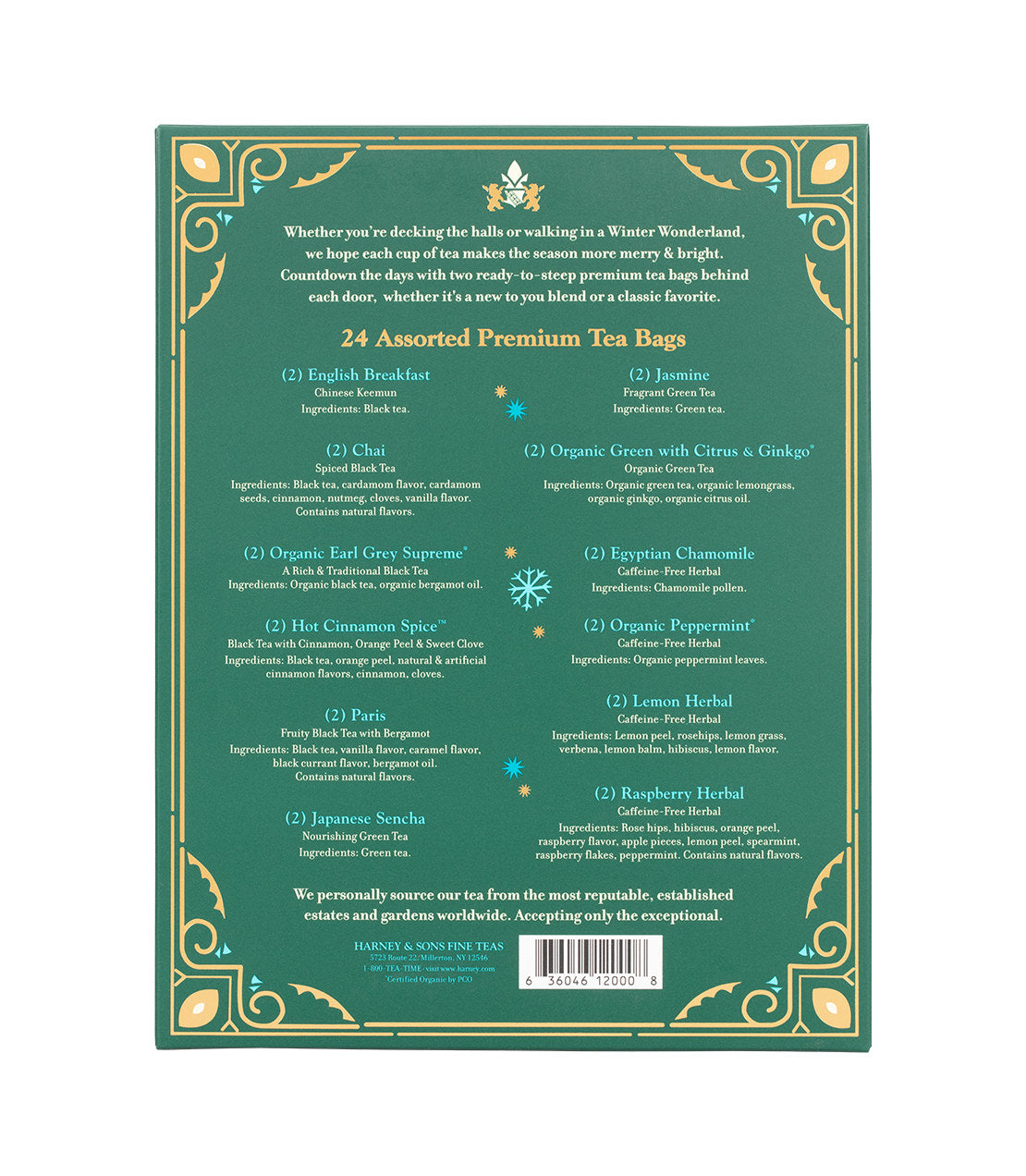 Harney & Sons 12 Days of Tea Winter Countdown – Holiday Tea Gift Set (24 Premium Bags)