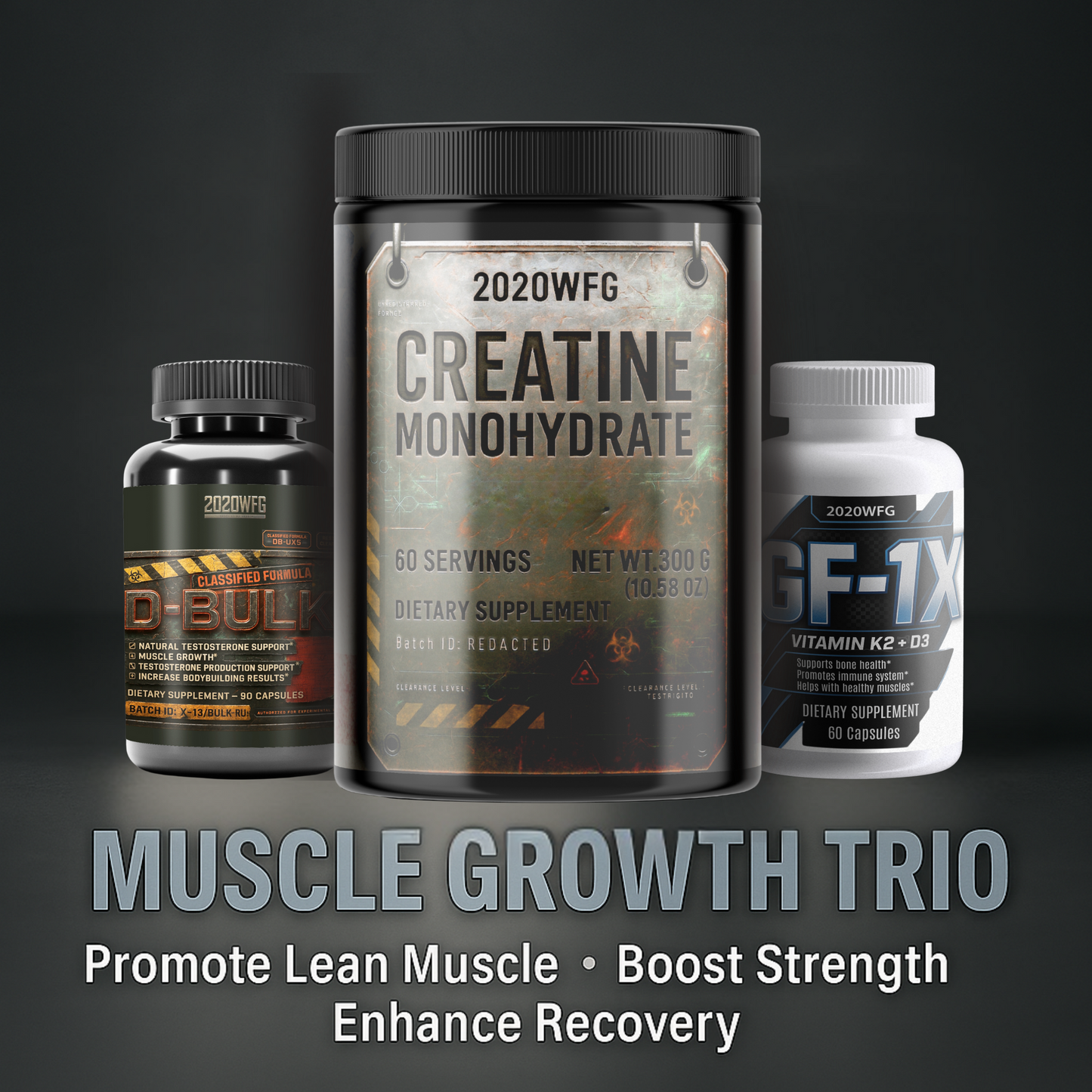 Muscle Growth Cycle Trio – Bodybuilding Supplement Stack for Lean Mass | D-BULK + Creatine + IGF-1X