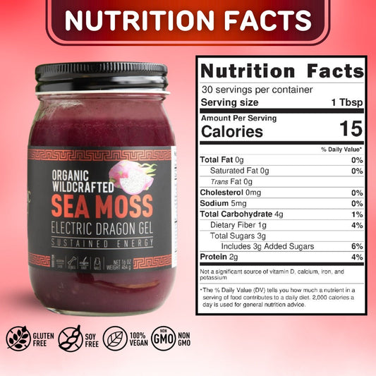 Electric Dragon Sea Moss Gel / Organic Wildcrafted Superfood Blend (Raw, Ready-to-Use)