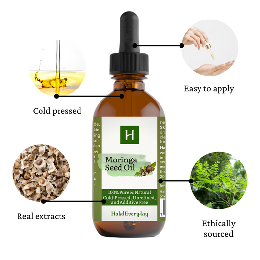 Moringa Oil  | Pure Organic Carrier Oil with Dropper for Skin & Hair 4oz