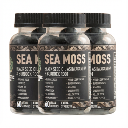 Sea Moss Extra Strength Vegan Gummies / Black Seed Oil, Ashwagandha & Burdock Root (60 Gummies)