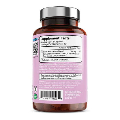 Forskolin Max Strength / 500 mg Coleus Forskohlii Extract (Plant-Based Blend, 60 Capsules)