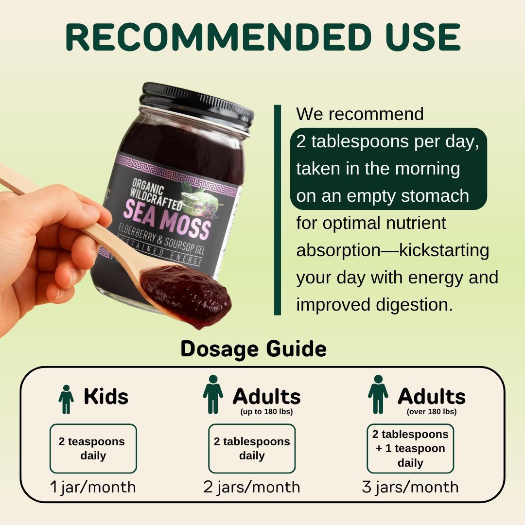 Elderberry & Soursop Sea Moss Gel | Organic Wildcrafted Immunity & Energy Blend (Fresh)
