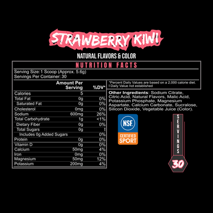 Nutrition label showing PURE POWER ingredients for clean pre-workout energy and performance.