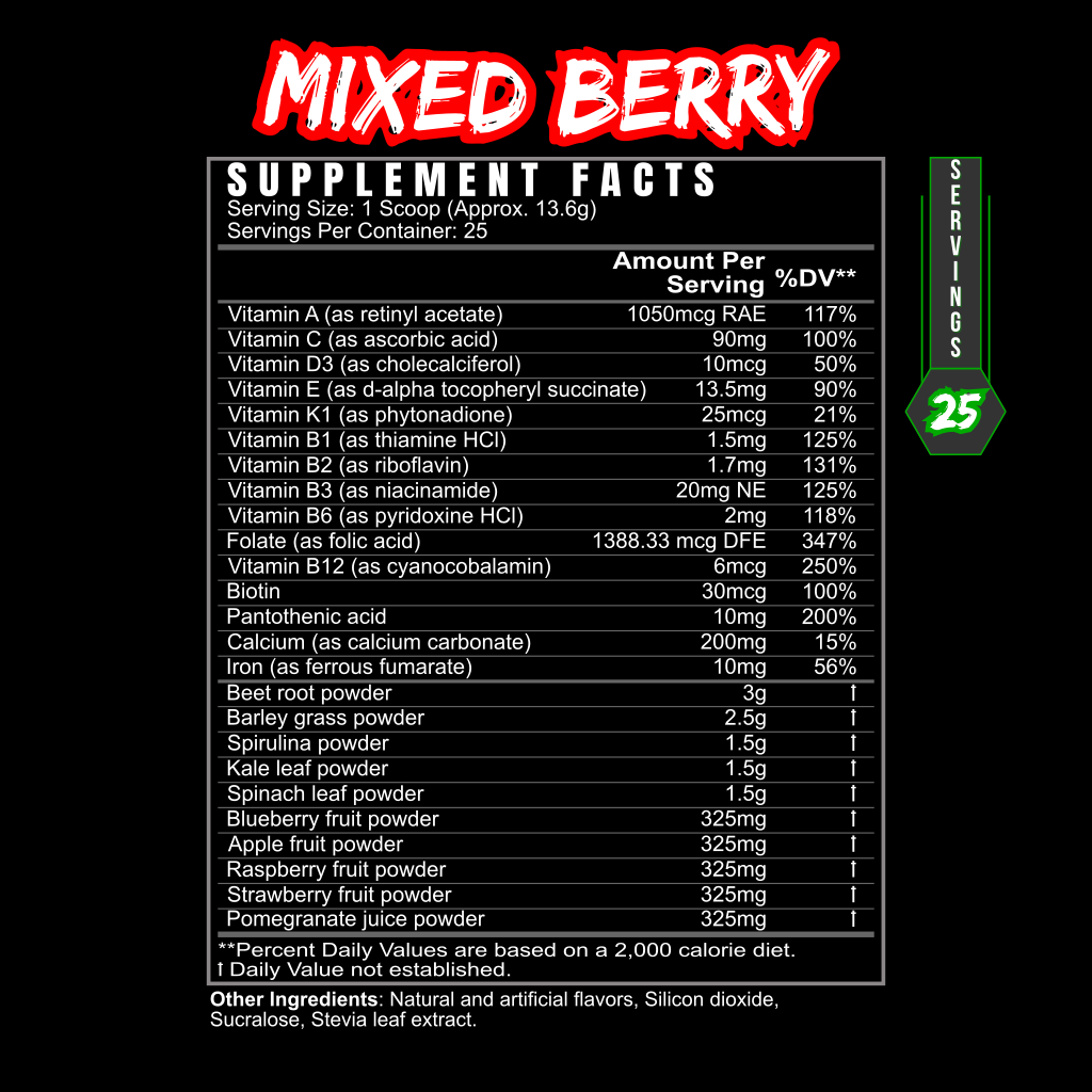 Performance Greens Superfood Powder – Mixed Berry | Energy, Immunity & Recovery Support