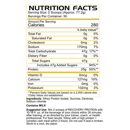 Recovery Protein Black Label / Muscle Repair & Post-Workout Fuel (81.69 oz)