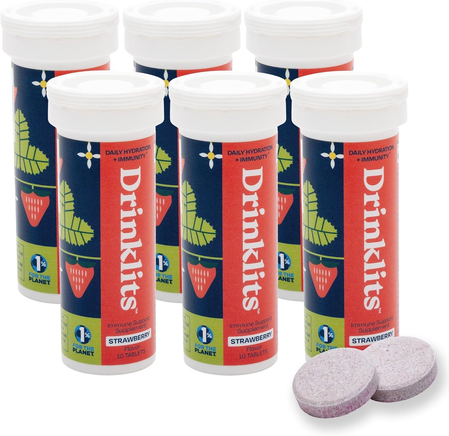 Strawberry Immune Support Fizzy Tablets – 6 Tube Bundle (10 Tabs Each)
