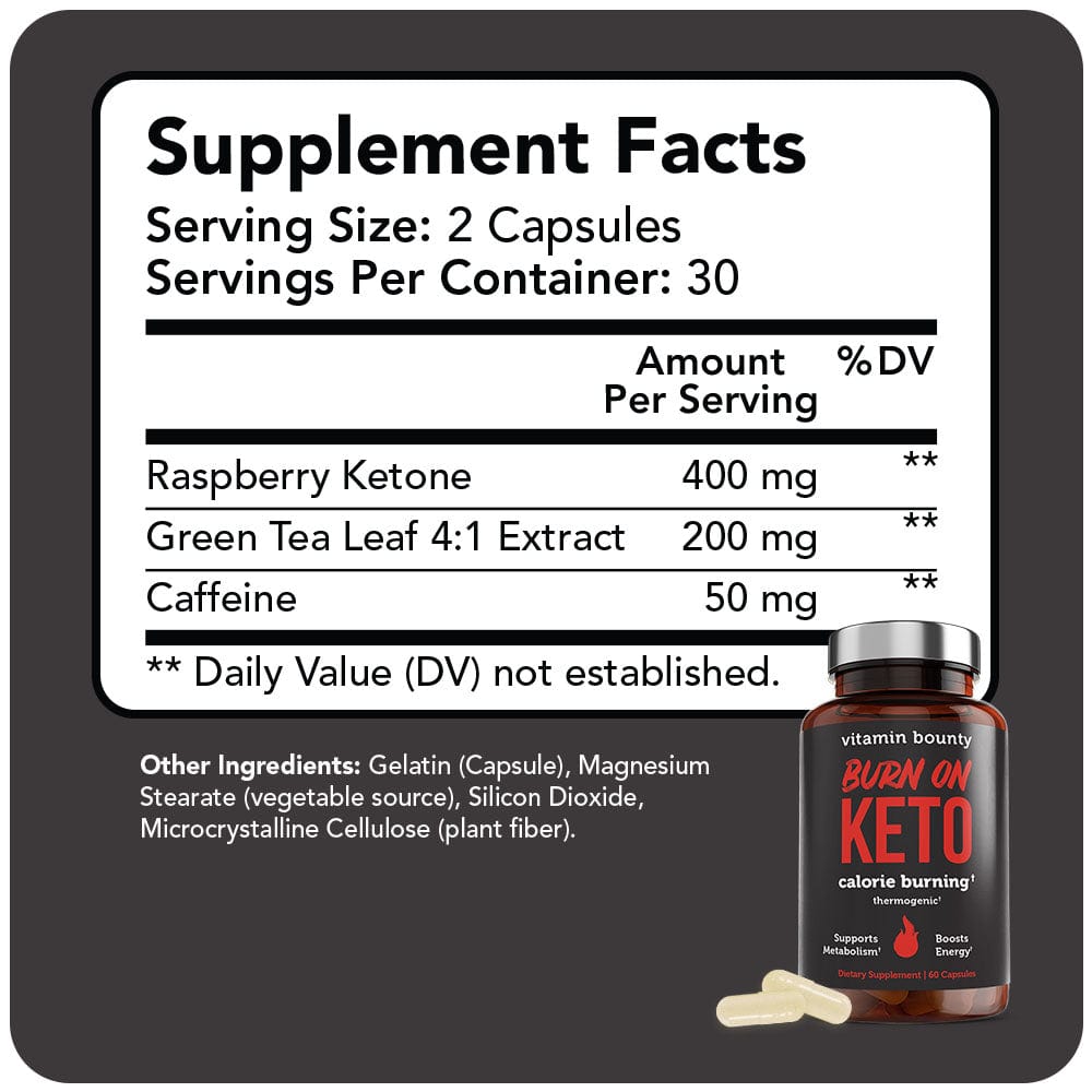 Burn On Keto /Thermogenic Fat Burner for Calorie Burning & Energy Boost (60 Capsules)