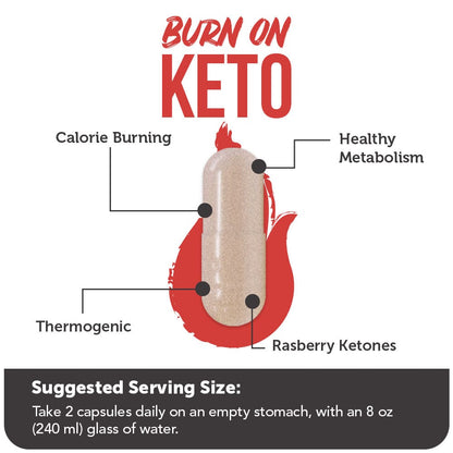 Burn On Keto /Thermogenic Fat Burner for Calorie Burning & Energy Boost (60 Capsules)