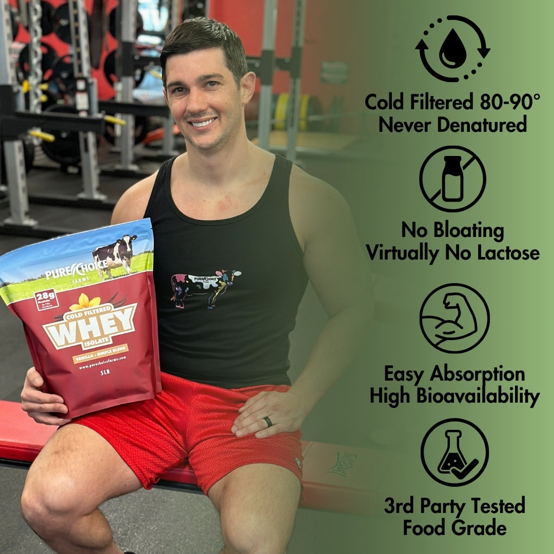 Whey Protein Isolate – Organic Vanilla (2 lb, 28g Protein, Cold-Filtered)