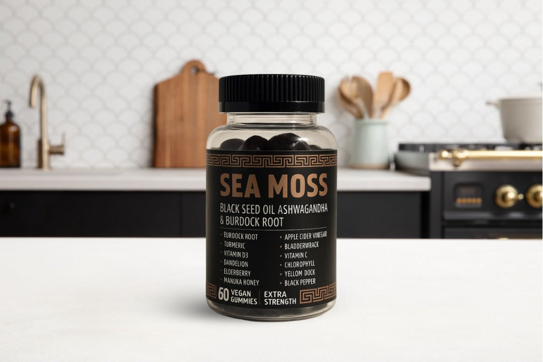 Sea Moss Extra Strength Vegan Gummies / Black Seed Oil, Ashwagandha & Burdock Root (60 Gummies)