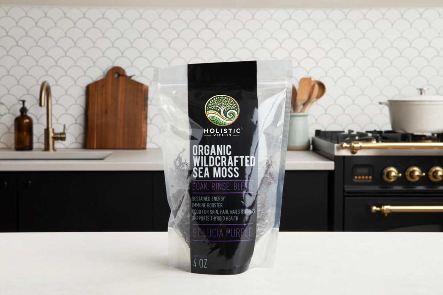 Organic Wildcrafted Sea Moss / St. Lucia Purple, Raw Dried Superfood (4 oz)