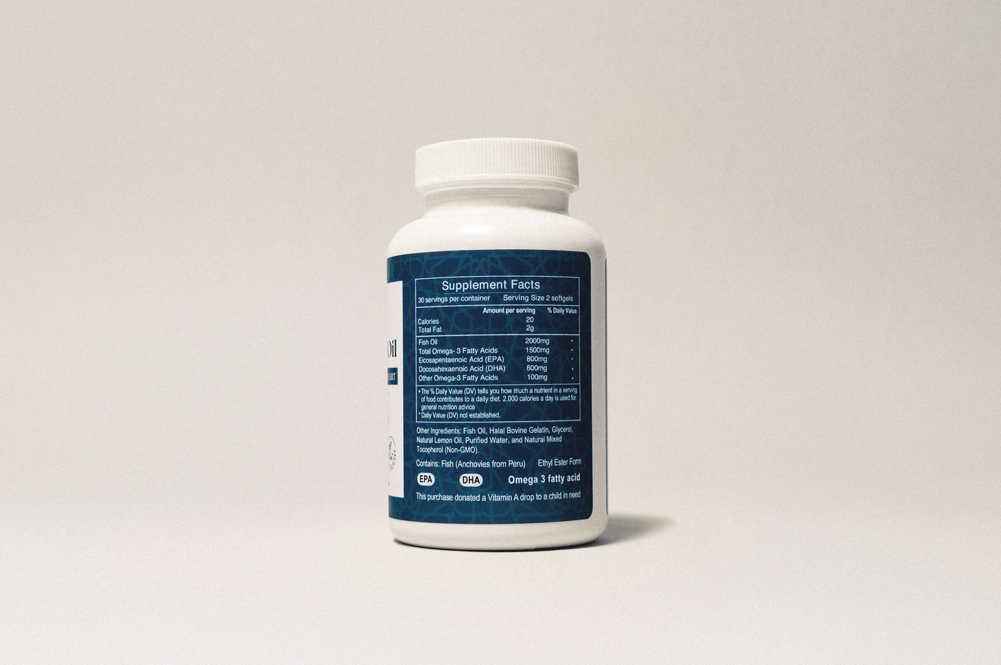 Halal Fish Oil Omega-3 2000mg with EPA & DHA – 60 Softgels | Heart & Brain Support