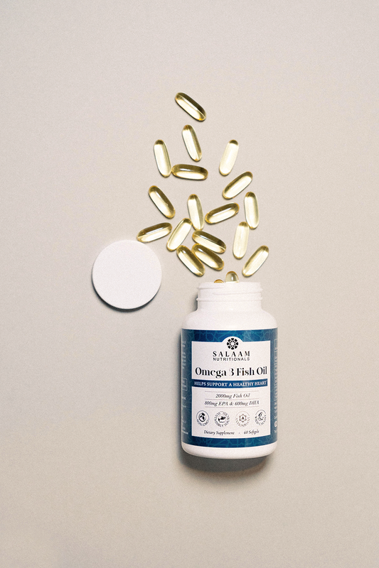 Halal Fish Oil Omega-3 2000mg with EPA & DHA – 60 Softgels | Heart & Brain Support