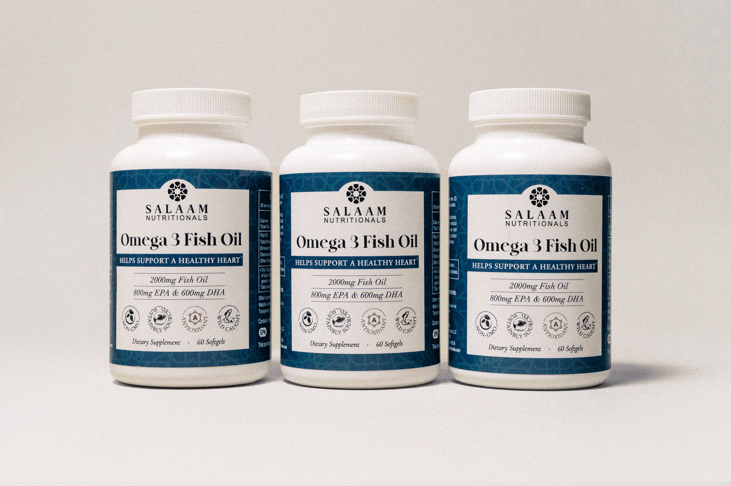 Halal Fish Oil Omega-3 2000mg with EPA & DHA – 60 Softgels | Heart & Brain Support
