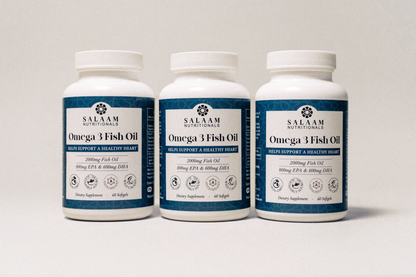 Halal Fish Oil Omega-3 2000mg with EPA & DHA – 60 Softgels | Heart & Brain Support