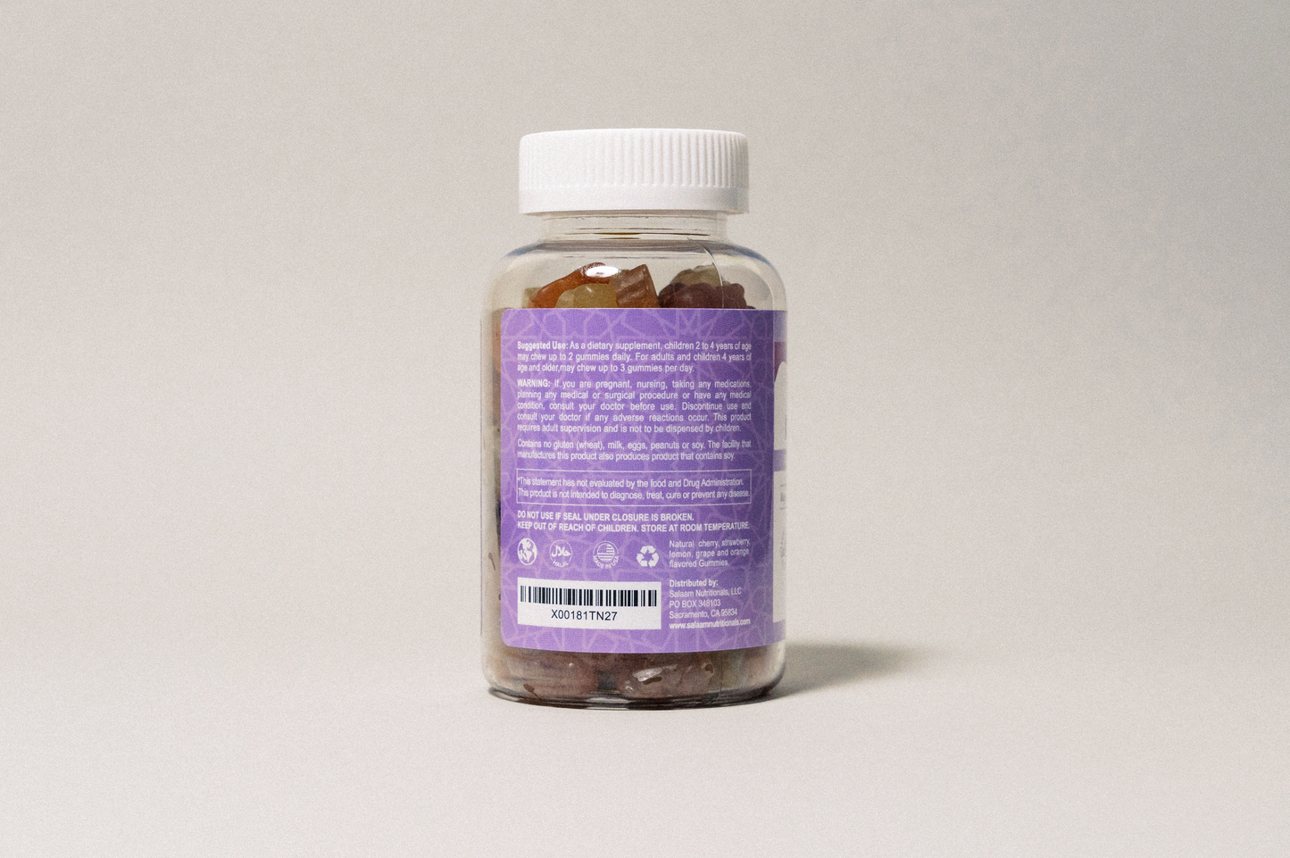 Halal Kids Gummy Multivitamins with Vitamins A, C, E & Zinc - 90 Count | Salaam Nutritionals