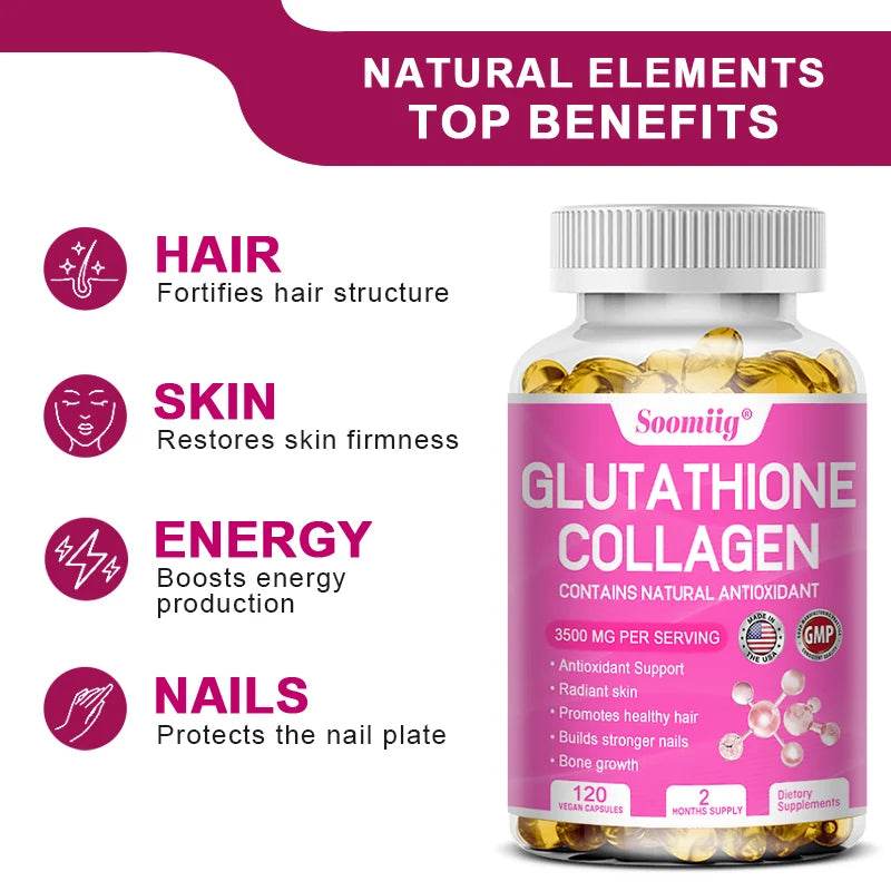 Collagen Glutathione Supplement – Antioxidant Boost, 120capsules